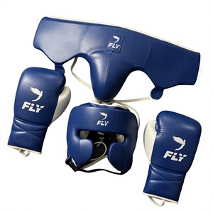 Ensemble d'équipement de boxe personnalisé Winning Boxing : Casque, Gants, Protection inguinale, en cuir véritable bleu à lacets, unisexe, pour entraînement et sparring - Product Image 1