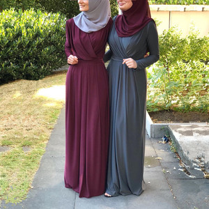 Abaya musulmane 2023, Moyen-Orient, Dubaï, robe pour femmes musulmanes, col en V croisé, vêtements islamiques, couleur unie décontractée, abaya islamique longue - Product Image 2