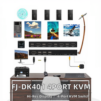 FJ-Gear USB2.0 Commutateur KVM 4 ports DP 3840*2160/60Hz Partager Clavier Souris Port d'affichage pour 4 ordinateurs Stock disponible