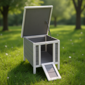 Gabbia in legno per piccoli animali domestici, coniglio, gallina, casetta da esterno impermeabile, rettangolare, stile semplice, chiusura a pressione. - Product Image 2