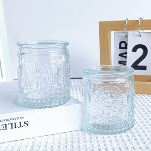 Vente en gros de pots à bougies décoratifs pour la maison en verre transparent gaufré de haute qualité à large ouverture par Lingka Hebei Chine - Product Image 2