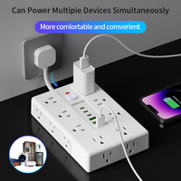 Multiprise murale VINISEM avec prise US, 16 prises CA, 3 ports USB Type-C, 10A, protection contre les surtensions, usage industriel et hospitalier