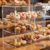 Vitrine de Comptoir Personnalisable à 3 Niveaux en Acrylique Transparent pour Boulangerie, Panneaux PETG Haute Résistance de 4 mm, Présentoir à Pain, Vitrine à Gâteaux de Fête
