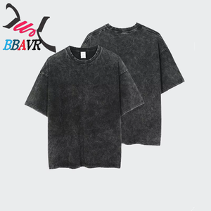 Solid Color 230gsm Cotton Men's Blank O-neck T-shirts Knit Jersey Men's Washed T-shirts <b>Summer</b> - Product Image 1