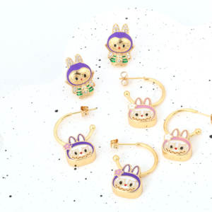 Новые серьги-гвоздики NYH с позолотой 18 карат, разноцветные, с подвесками в виде капли масла, милые, для девочек и детей - Product Image 2