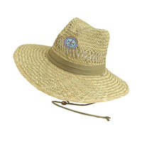 Chapeau de paille naturel brodé en gros 2026, chapeau de paille de plage personnalisé, chapeau de paille de sauveteur en gros pour hommes, chapeau de paille de protection solaire