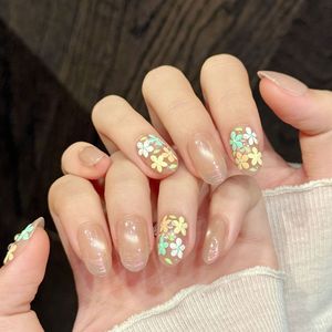 <span class=keywords><strong>Uñas</strong></span> Postizas Hechas a Mano: Parches de <span class=keywords><strong>Uñas</strong></span> <span class=keywords><strong>con</strong></span> Diseño de Racimo de <span class=keywords><strong>Flores</strong></span> Color Albaricoque Cálido y <span class=keywords><strong>Flores</strong></span> <span class=keywords><strong>Pequeñas</strong></span> Frescas Pintadas a Mano - Product Image 3
