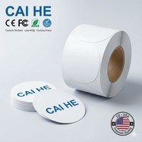 Etiquetas de Papel Blanco Recubierto, Adhesivos Redondos Resistentes para Bebidas, Café y Bebidas Energéticas, Ecológicos