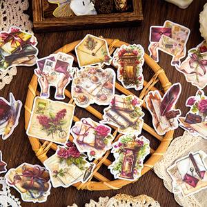 Paquete de Pegatinas Serie Palabras de Invierno, Álbum de Recortes, Resistente al Agua, Materiales de Decoración para Libros de Escritura a Mano, Capa Base, Collage de Hojas Retro - Product Image 5