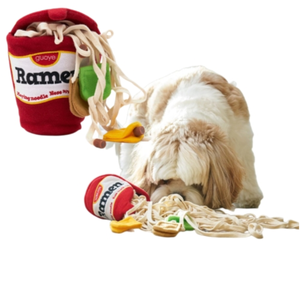 New Eco-Friendly <b>Plush</b> Sniffing Ramen Pet Chew Toy Instant Noodle Bucket in Red Color for Cats and Dogs - Product Image 2