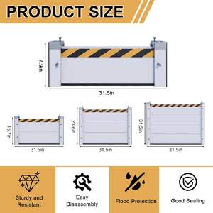 Barrière anti-inondation en aluminium argenté, facile à installer, taille personnalisable, pour porte de garage à domicile ; barrage anti-inondation modulaire imperméable, rapide - Product Image 3