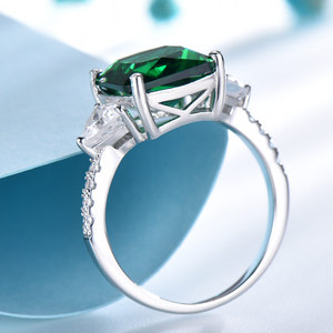 Anelli di pietre preziose <span class=keywords><strong>smeraldo</strong></span> per le donne <span class=keywords><strong>anello</strong></span> di promessa in <span class=keywords><strong>argento</strong></span> Sterling massiccio 925 quadrato verde fidanzamento di nozze gioielli di lusso nuovo - Product Image 4