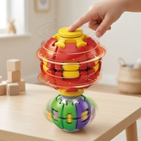 Jouet anti-stress 2 en 1 Spin Ball Fidget Toy, boule lumineuse musicale, jouet de puzzle pour enfants