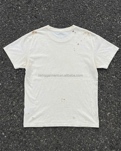 T-shirt ample en coton pour homme, effet vintage délavé, coupe décontractée, t-shirt en coton personnalisé vieilli - Product Image 2