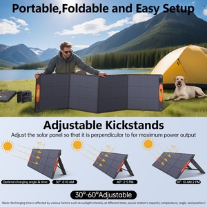 פאנל סולארי נייד 220W עבור תחנת כוח EF/Jackery/<span class=keywords><strong>Bluetti</strong></span>/Anker, פאנל סולארי מתקפל עמיד למים בתקן IP68 לטיולי קרוואנים בחוץ - Product Image 5