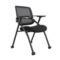 Chaise de conférence moderne à dossier double en maille avec accoudoirs mobiles et tablette d'écriture, idéale pour le bureau et la formation administrative