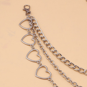 yueli Heart Shaped Zinc Alloy Waist Chain Punk Style Triple Layer Metal Belt Chain For Women Men Daily Wear - Product Image 3