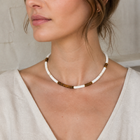 Ensemble de bijoux, style Meh Lad, collier et boucles d'oreilles en perles baroques, coquillages et œil de tigre, accessoires de mode pour femmes