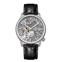 Montre de luxe sportive à cadran guilloché couleur saumon, verre saphir, titane poli miroir, bracelet cuir/caoutchouc, LOGO personnalisé, édition limitée