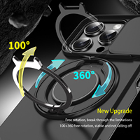 Étui de téléphone portable magnétique 3-en-1 couleur unie pour iPhone 17 18Promax avec cache-objectif coulissant créatif et support anneau rotatif à 360°