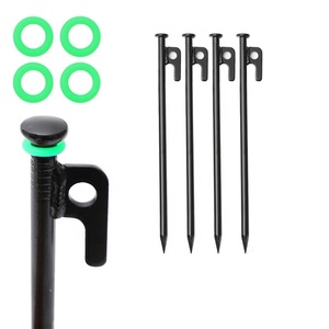 Estacas negras de acero de alta resistencia para exteriores, carpa duradera con agujeros para acampar, senderismo, toldo de viaje, 20CM - Product Image 2
