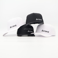 Casquette de baseball perforée imperméable avec logo personnalisé OEM ODM, 5 panneaux, patch TPU, corde, style Dad Hat, pour le sport, le club, le golf