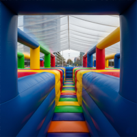 Labyrinthe gonflable géant 100x100ft Outdoor Fun City Custom Gonflable Amusement Park Large Commercial Playground Party Events