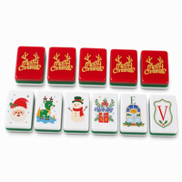 Tuiles de Mahjong de Noël en gros, motif Bonhomme de neige et Cardinal, en acrylique, pour soirées de week-end et soirées en club