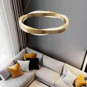 New Living Room Stainless Steel Creative Acrylic Circular Gold <b>Ring</b> Pendant <b>Light</b> with Acrylic and Gold - Product Image 6