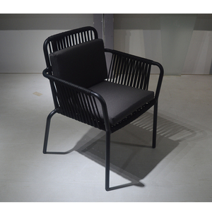 Ensemble de table en teck moderne pour l'extérieur et de chaises en aluminium avec cordes pour restaurant, café, hôtel, salle à manger, bar ou hôpital - Product Image 5