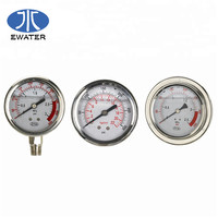 Ewater YTN-64ZT EM/ODM Mechanical Pressure Manometer Gauge Stainless Steel 2.5" Diameter 1.5% Accuracy Liquid Oil Filled