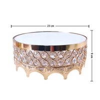 Nouvel ensemble de supports à gâteaux à double étage en métal doré et cristal pour la décoration de gâteaux de Ramadan, mariages, anniversaires et événements festifs