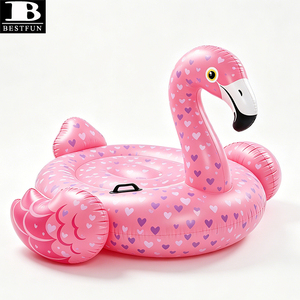 Flotteur gonflable géant flamant rose robuste, île flottante à chevaucher, matelas aquatique pour fête estivale à la plage - Product Image 2