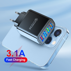 3.1A ที่ชาร์จติดผนัง US EU UK QC3.0 4USB ที่ชาร์จสำหรับเดินทาง การชาร์จอุปกรณ์หลายเครื่องเหมาะสำหรับโทรศัพท์มือถือ หูฟัง พาวเวอร์ - Product Image 2