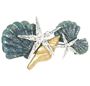 Conchiglie di grandi dimensioni stella marina decorazione da parete in metallo stile mediterraneo <span class=keywords><strong>Display</strong></span> in metallo Art Hanging on Wall - Product Image 1