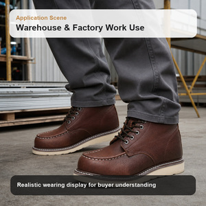 <span class=keywords><strong>Botas</strong></span> de Trabajo de Cuero con Puntera de Acero Ligeras y Transpirables, Calzado de Seguridad Industrial de Caña Alta - Product Image 5
