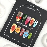 Vente en gros d'usine : Faux ongles à presser faits main avec motifs sculptés en 3D, plusieurs styles, en acrylique