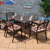 Mobilier d'extérieur imperméable Patio Garden Rectangle Table à manger et chaises Ensemble de jardin en fonte d'aluminium
