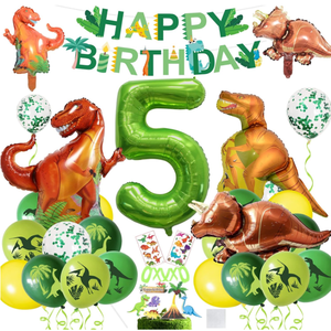 Globos de Helio con Diseño de Dinosaurios para Fiesta de Cumpleaños de Niños de 4 Años, Regalo de Cumpleaños con Diseño de Dinosaurios, Pancartas de Feliz Cumpleaños, Decoración para Cupcakes, Pegatinas y Suministros - Product Image 2