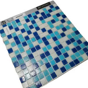Kağıt levha Withdot geri dönüşümlü ucuz fiyat lekeli 4mm kalınlık sıcak eriyik mavi duvar mozaik çini banyo yüzme havuzu cam mozaik