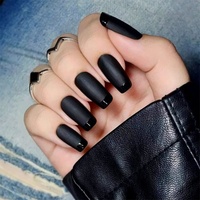 Cercueil noir français mat Extra long ongles des doigts ongles artificiels Senboma cosmétique presse sur les ongles