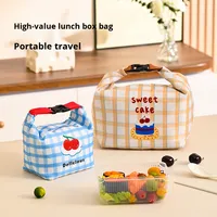 Sac à déjeuner isotherme en polyester écologique, mignon, avec film d'aluminium épaissi, portable, étanche, anti-huile, à double poignée