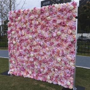 Muro de Flores Rosadas al por Mayor, Telón de Fondo de Flores 5D, Rollo de Tela Decorativa con Flores Artificiales para Decoración de Bodas - Product Image 5