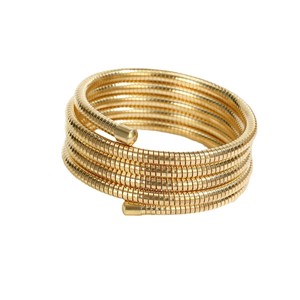 Pulsera de acero inoxidable de varias capas con anillo elástico enrollado, joyería unisex con acabado en oro blanco - Product Image 3