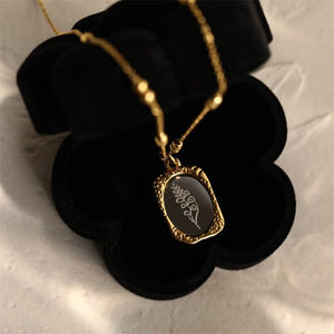 <span class=keywords><strong>2023</strong></span> à la mode plaqué or en acier inoxydable carré miroir magique fleur <span class=keywords><strong>de</strong></span> naissance pendentif <span class=keywords><strong>mois</strong></span> <span class=keywords><strong>de</strong></span> naissance fleur collier - Product Image 4