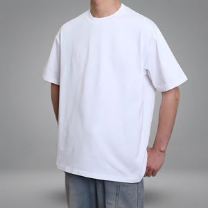 T-shirt blanc premium en coton épais 350 GSM pour homme, coupe classique, col rond, manches courtes, impression numérique, vierge - Product Image 3