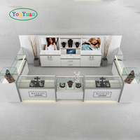 Kiosque de centre commercial blanc Stand de bijoux Kiosque de centre commercial Vitrine de bijoux en bois Verre Petit présentoir de bijoux d'occasion Mdf