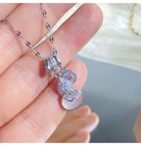 Collar De Acero Inoxidable Chinese Faux Chalcedony Gourd Pendant <b>Titanium</b> Steel Necklace Stainless Steel Necklace Clavicle <b>Chain</b> - Product Image 6