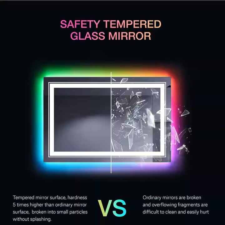 Backlit Rectangle Bathroom RGB Led Color Bathroom Mirror Wall Mounted ...