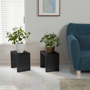 <b>Bamboo</b> Black Short Bathroom <b>Stool</b> Minimalist Multi-Purpose Seat For Home Tea Or Entrance Use - Product Image 3